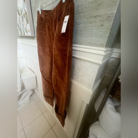 NWT new 28 Anthropologie pilcro Scotty cuffed high rise corduroy pants brown - Picture 7 of 17